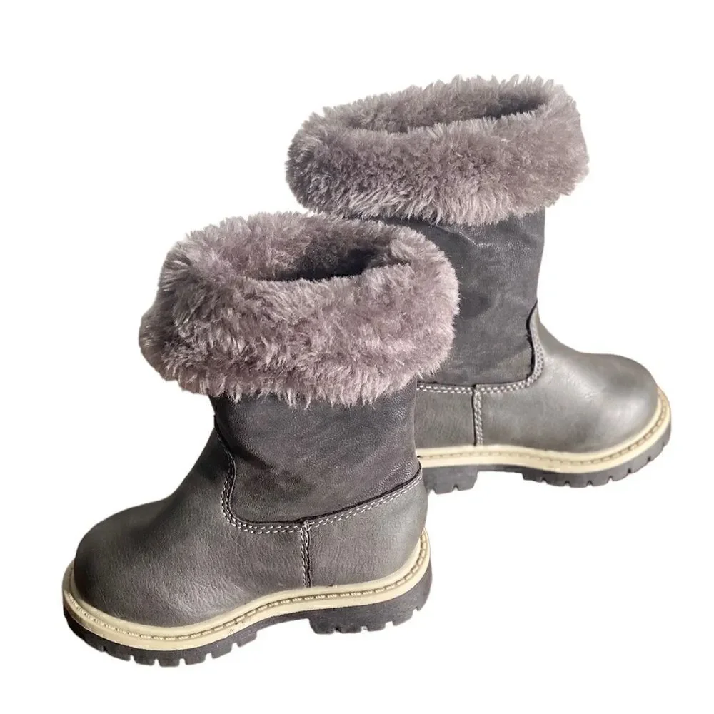 Carter’s Hannah Gray Leather Toddler Boots Size 5